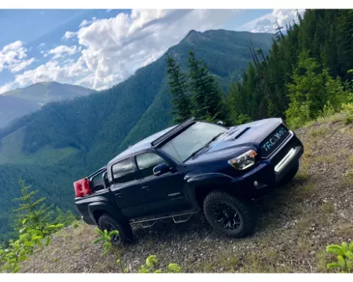 Cali Raised LED 32 Inch Lower Bumper Flush LED Light Bar Brackets Kit 5D Optic 32 inch OSRAM LED Bar Spot Beam Bumper Light Bar Blue Backlight Small Toyota Tacoma 2005-2015 - CR2450