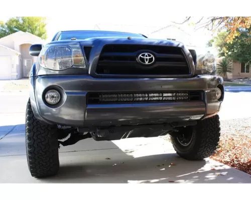 Cali Raised LED 32 Inch Lower Bumper Hidden LED Light Bar Brackets Kit 5D Optic 32 inch OSRAM LED Bar Spot Beam Bumper Light Bar Blue Backlight Small Toyota Tacoma 2005-2015 - CR2468