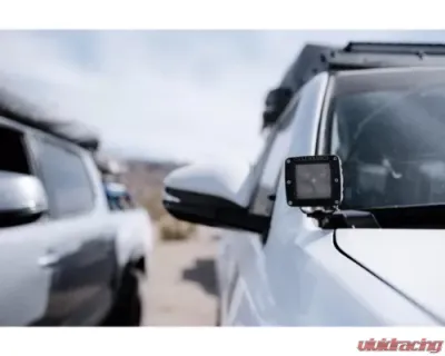 Cali Raised LED Low Profile LED Ditch Light Brackets Kit (2) 3X2 18W Amber LED Pods Ditch Light Blue Backlight Small Toyota 4Runner 2010-2021 - CR2495