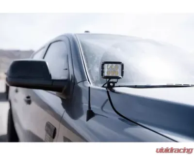 Cali Raised LED Low Profile Ditch Light Brackets Kit (2) 3X2 18W Amber LED Pods Ditch Lights Switch Blue Backlight Small Toyota Tundra 2014-2021 - CR2544