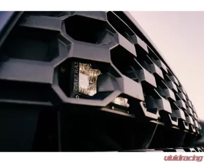 Cali Raised LED 32 Inch Upper Grille LED Light Bar Brackets Kit 5D Optic 32 inch OSRAM LED Bar Spot Beam LED Light Bar Blue Backlight Tall Toyota Tacoma 2016-2021 - CR2569