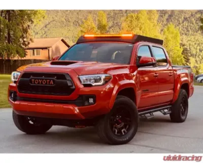 Cali Raised LED Economy Roof Rack Rack and 42 in Single Row Amber Light Bar LED Light Bar Blue Small Toyota Tacoma 2005-2021 - CR2767