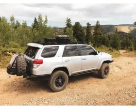 Cali Raised LED Premium Roof Rack 42 in White Dual Row Spot Beam No Switch Cut Outs and Light Kit Toyota 4Runner 2010-2021