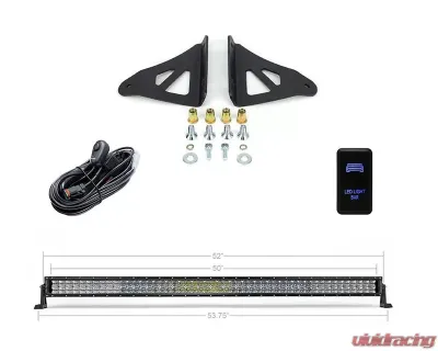 Cali Raised LED 52 inch Combo Curved LED Light Bar & Roof Bracket Kit w/ Blue Backlight Tall Switch Toyota Tacoma 2005-2022 - CR2464