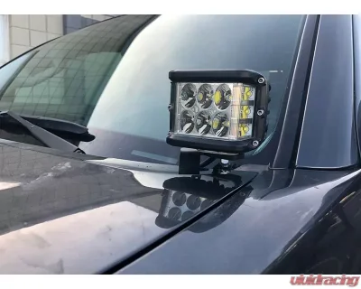 Cali Raised LED 3.5 inch Round Cannon Pod & Low Profile Ditch Light Brackets Kit w/ Blue Backlight Tall Ditch Lights Switch Toyota Tacoma 2016-2024 - CR2894