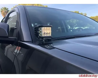 Cali Raised LED 3.5 inch Round Cannon Pod & Low Profile Ditch Light Brackets Kit w/ Blue Backlight Small Ditch Lights Switch Toyota Tacoma 2016-2024 - CR2895