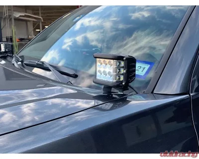 Cali Raised LED 3.5 inch Round Cannon Pod & Low Profile Ditch Light Brackets Kit w/ Blue Backlight Tall Ditch Lights Switch Toyota Tacoma 2016-2024 - CR2894