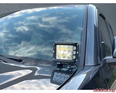 Cali Raised LED 3.5 inch Round Cannon Pod & Low Profile Ditch Light Brackets Kit w/ Blue Backlight Tall Ditch Lights Switch Toyota Tacoma 2016-2024 - CR2894