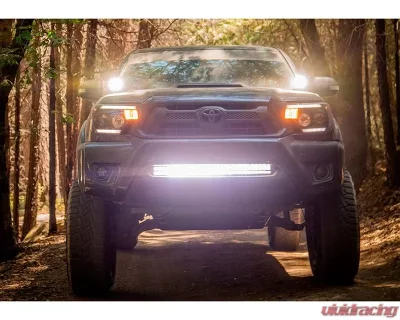 Cali Raised LED 3.5 inch Round Cannon Pod & Low Profile LED Ditch Light Brackets Kit w/ Blue Backlight Small Ditch Lights Switch Toyota Tacoma 2005-2015 - CR2898