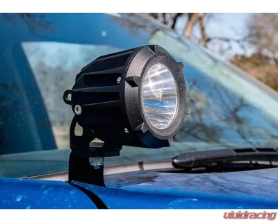 Cali Raised LED 3.5 inch Round Cannon Pod & Low Profile Ditch Light Brackets Kit w/ Tall Blue Backlight Ditch Lights Switch Toyota Tundra 2014-2021 - CR2902