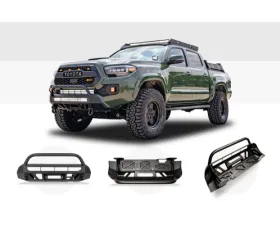 Cali Raised LED Stealth Bumper 32 Inch LED Bar Spot Beam Bumper Light Bar-Blue-Tall No 2nd LED Bar No Winch No D-Ring Toyota Tacoma 2016-2024