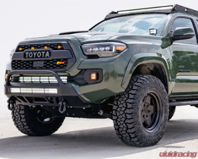 Cali Raised LED Stealth Bumper 32 Inch LED Bar Spot Beam Bumper Light Bar-Blue-Tall No 2nd LED Bar No Winch No D-Ring Toyota Tacoma 2016-2024 - CR3161