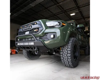 Cali Raised LED Stealth Bumper 32 Inch LED Bar Spot Beam Bumper Light Bar-Blue-Tall No 2nd LED Bar No Winch No D-Ring Toyota Tacoma 2016-2024 - CR3161