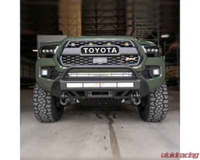 Cali Raised LED Stealth Bumper 32 Inch LED Bar Spot Beam Bumper Light Bar-Blue-Tall No 2nd LED Bar No Winch No D-Ring Toyota Tacoma 2016-2024 - CR3161