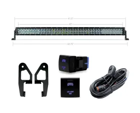 Cali Raised LED Premium Roof Rack Front Light Bar Kit - 42 Inch White Dual Row SPOT Beam w/ Square OEM Switch