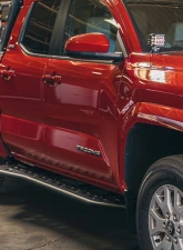 Cali Raised LED Step Edition Rock Slider Double Cab | Long Bed w/ Kick Out | Yes (Powder Coat) | Raw Steel Toyota Tacoma 2024+                                     - CR4093 - Image 9