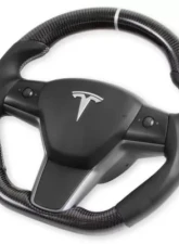 REKUDO Carbon Fiber w/ Leather Grips Steering Wheel Tesla Model 3 | Model Y 2017-2021                                     - RK950-01 - Image 2