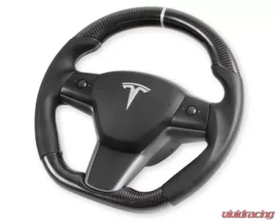 REKUDO Carbon Fiber w/ Leather Grips Steering Wheel Tesla Model 3 | Model Y 2017-2021 - RK950-01