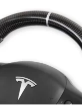 REKUDO Carbon Fiber w/ Leather Grips Steering Wheel Tesla Model 3 | Model Y 2017-2021                                     - RK950-01 - Image 4