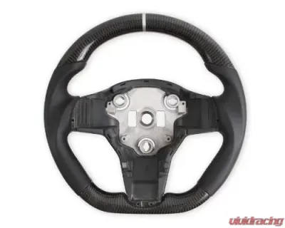 REKUDO Carbon Fiber w/ Leather Grips Steering Wheel Tesla Model 3 | Model Y 2017-2021 - RK950-01