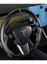 REKUDO Carbon Fiber w/ Leather Grips Steering Wheel Tesla Model 3 | Model Y 2017-2021                                     - RK950-01 - Image 6
