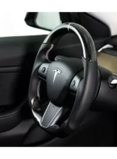 REKUDO Carbon Fiber w/ Leather Grips Steering Wheel Tesla Model 3 | Model Y 2017-2021                                     - RK950-01 - Image 8