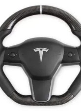 REKUDO Carbon Fiber w/ Leather Grips Steering Wheel Tesla Model 3 | Model Y 2017-2021                                     - RK950-01 - Image 9