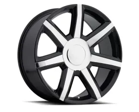 Factory Reproductions FR 56 Wheels 24x10 6x5.5 +31 HB 78.1 Gloss Black w/ Chrome Inserts w/ Cap Cadillac Escalade Luxury 2015