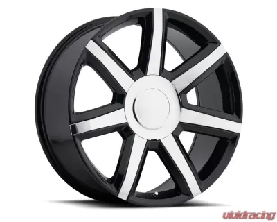Factory Reproductions FR 56 Wheels 24x10 6x5.5 +31 HB 78.1 Gloss Black w/ Chrome Inserts w/ Cap Cadillac Escalade Luxury 2015 - 56410316512
