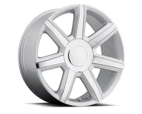 Factory Reproductions FR 56 Wheels 24x10 6x5.5 +31 HB 78.1 Silver w/ Chrome Inserts w/ Cap Cadillac Escalade Luxury 2015