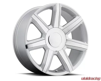 Factory Reproductions FR 56 Wheels 24x10 6x5.5 +31 HB 78.1 Silver w/ Chrome Inserts w/ Cap Cadillac Escalade Luxury 2015 - 56410316515
