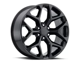 Factory Reproductions FR 59 Wheels 24x10 6x5.5 +24 HB 78.1 Gloss Black w/ Cap Chevrolet Snowflake 2014