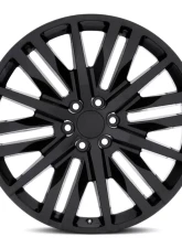 Factory Reproductions FR 97 Wheels 22x9 6x5.5 +28 HB 78.1 GM Split 6 Spoke Gloss Black w/ Cap                                     - 97290286502 - Image 3