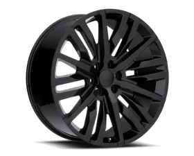 Factory Reproductions FR 97 Wheels 24x10 6x5.5 +31 HB 78.1 GM Split 6 Spoke Gloss Black w/ Cap