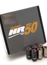 Muteki HR50 M14xP1.5 Titanium Chrome w/ Blue Ring Open End Lug Nut Kit                                     - HR5007TU - Image 4