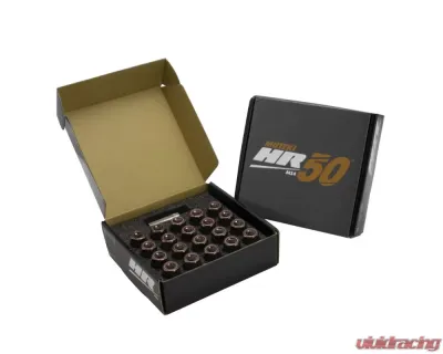 Muteki HR50 M14xP1.5 Titanium Chrome w/ Blue Ring Open End Lug Nut Kit - HR5007TU
