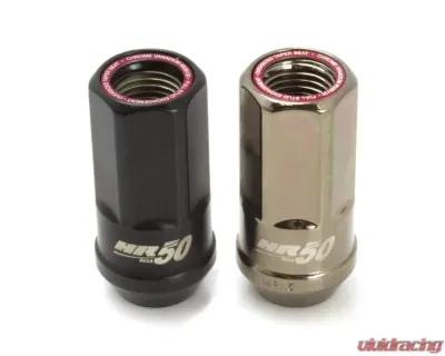 Muteki HR50 M14xP1.5 Titanium Chrome w/ Blue Ring Open End Lug Nut Kit - HR5007TU