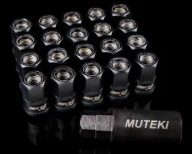Muteki HR38 12x1.50 Black w/ Black Ring Open End Lug Kit