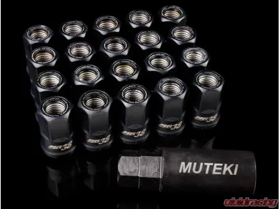 Muteki HR38 12x1.50 Black w/ Black Ring Open End Lug Kit - HR3806BB