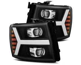LUXX-Series Projector Headlights Black Chevrolet Silverado 1500 2007-2013 AlphaRex USA