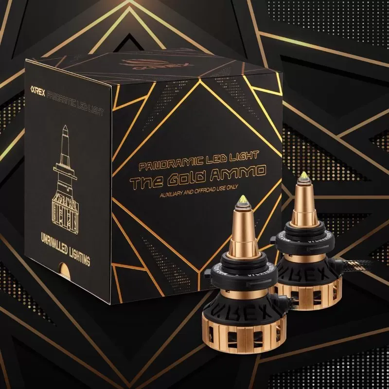 Gold Ammo Panoramic LED Light Bulbs - 9006 AlphaRex USA - 110004