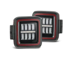 NOVA-Series Prismatic LED Tail Lights Black-Red Jeep Wrangler JL 2018-2023 AlphaRex USA