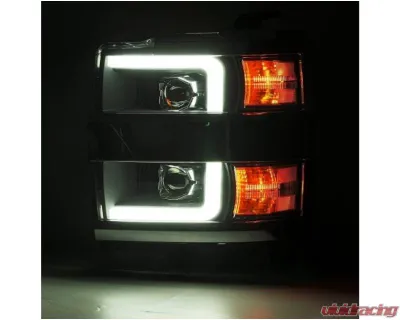 AlphaRex USA PRO-Series Headlights Jet Black for Chevrolet Silverado 2500HD/3500HD 2015-2019 - 880226