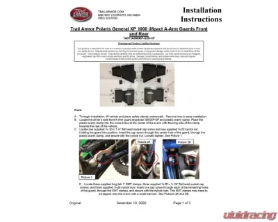 Trail Armor Front & Rear iMpact A-Arm Guards Polaris General XP 1000 | XP 4 1000 (All Editions) 2020-2025 - TA011ARMIMP-GENXP