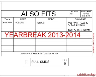 Trail Armor Full Skids w/ Integrated Side Nerfs & Rear Swing Arm Skid Center Polaris RZR 170 2009-2021 - TA012FULLSKID-RZR170 centers