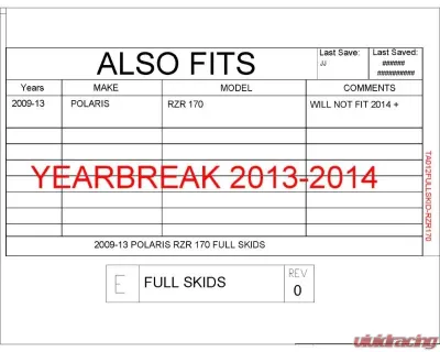 Trail Armor Full Skids w/ Integrated Side Nerfs & Rear Swing Arm Skid Center Polaris RZR 170 2009-2021 - TA012FULLSKID-RZR170 centers