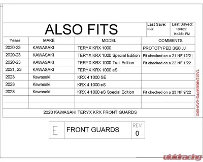 Trail Armor iMpact Front Guards Kawasaki KRX 1000 | 4 1000 (All Editions) 2020-2025 - TA012ARMIMPFG-KAW-KRX