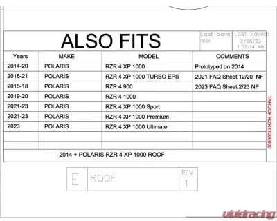 Trail Armor Hard Top Roof Polaris  RZR XP 4 1000 | XP 4 Turbo EPS|  4 900 | 4 1000 2014-2023 - TAROOF-RZR41000900
