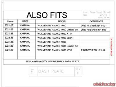 Trail Armor Bash Plate Yamaha Wolverine RMAX2 | RMAX4 Compact | RMAX4 2021-2025 - TA-YW-RMAX-BASH