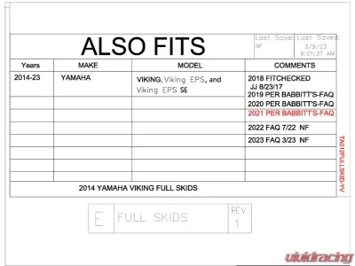 Trail Armor Full Skids with Centers Yamaha Viking 700 | EPS | EPS SE 3-Seater 2014-2024 - TA012FULLSKID-YV centers
